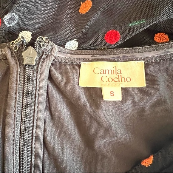 CAMILA COELHO Revolve Kiana Mini Dress Blqck Multicolor Polka Dot Size Smalll - Picture 8 of 11